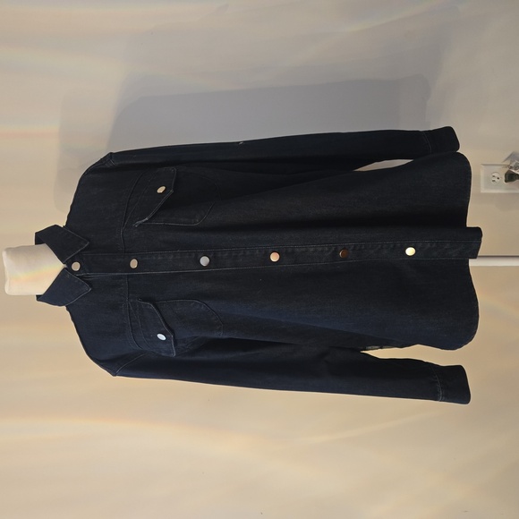 Vie Riche Embroidered Ignorant 33 Snap Button Cotton Denim Jean Shirt Medium - Picture 4 of 12